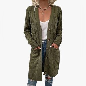 NWT Olive Green Sweater Dress/Cardigan